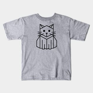 Geometric Cat Line Art Kids T-Shirt